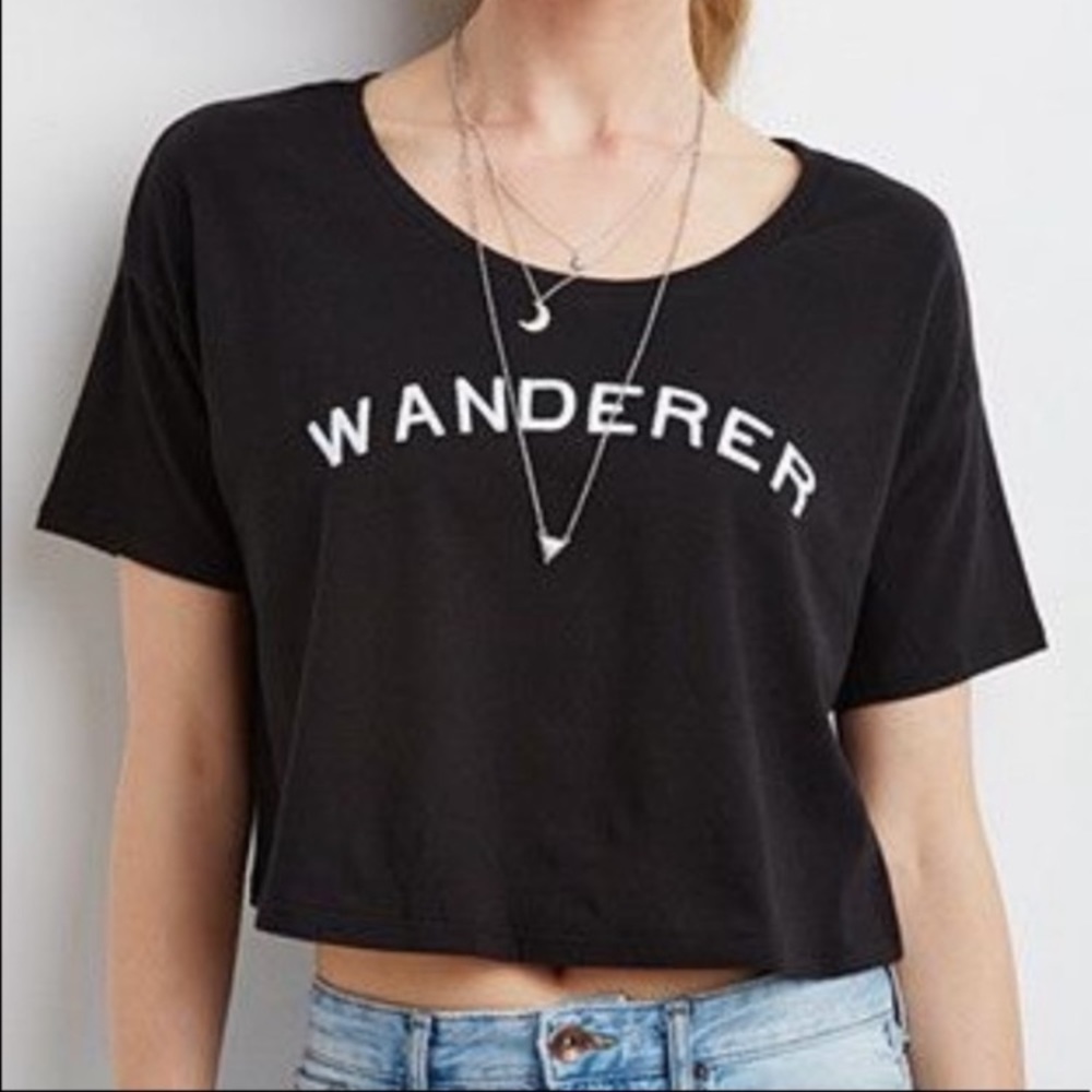 Forever 21 Black Cropped Top Size Medium